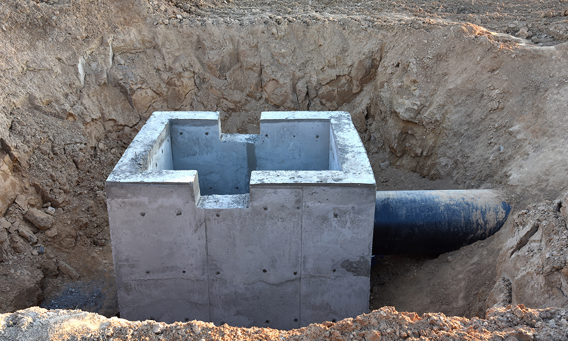 Concrete structure in excavation site