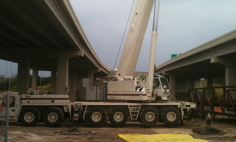 Heavy machinery at highway construction site