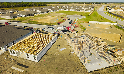 Aerial view of housing development site