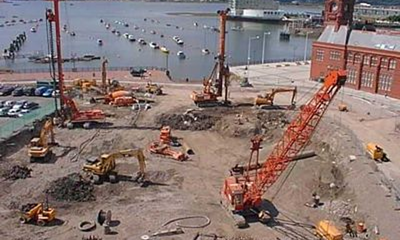 Waterfront construction area in progress