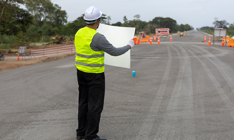 Engineer in safety gear at site