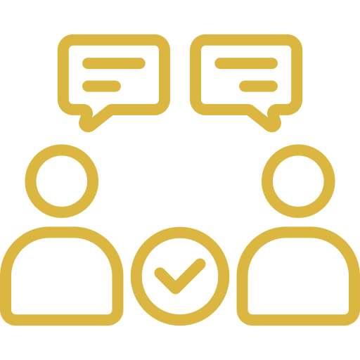 Two people discussing with speech bubbles