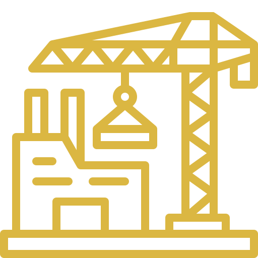 Construction crane and building icon
